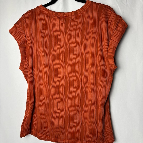 Chic Rust Wave Pattern Dressy Blouse Large - Picture 9 of 9
